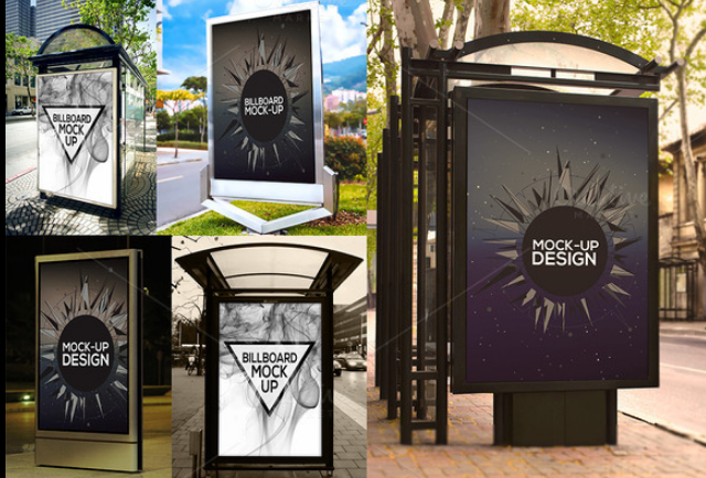 现实的户外高炮广告牌灯箱场景品牌VI设计LOGO标志效果PSD贴图