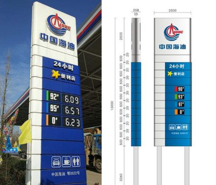 中能源加油站立柱 公司立牌品牌柱 led显示屏广告牌